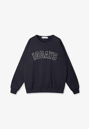 Navy Sweatshirt aus Baumwolle mit Rundhalsausschnitt, langen Ärmeln und einem Vorderdruck mit dem Text „10DAYS“ in weißer Stickerei.