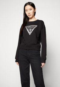 Guess CRYSTAL MESH  - Sudadera - jet black