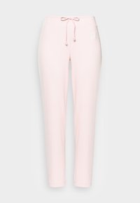 Ljusrosa sweatpants gjorda av mjukt tyg, med dragsko i midjan och elastiska muddar. Logotyp broderad på vänster lår.