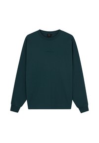 Donkerblauwe sweatshirt met een ronde hals, lange mouwen en een subtiele logo-opdruk op de borst. Gemaakt van een zachte katoenen mix.