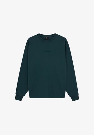 Donkerblauwe sweatshirt met een ronde hals, lange mouwen en een subtiele logo-opdruk op de borst. Gemaakt van een zachte katoenen mix.