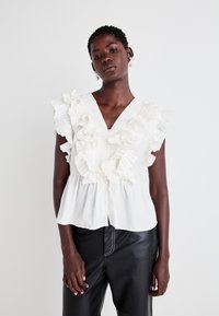 YAS YASRUNA RUFFLE - Bluse - star white/hvid - Zalando.dk