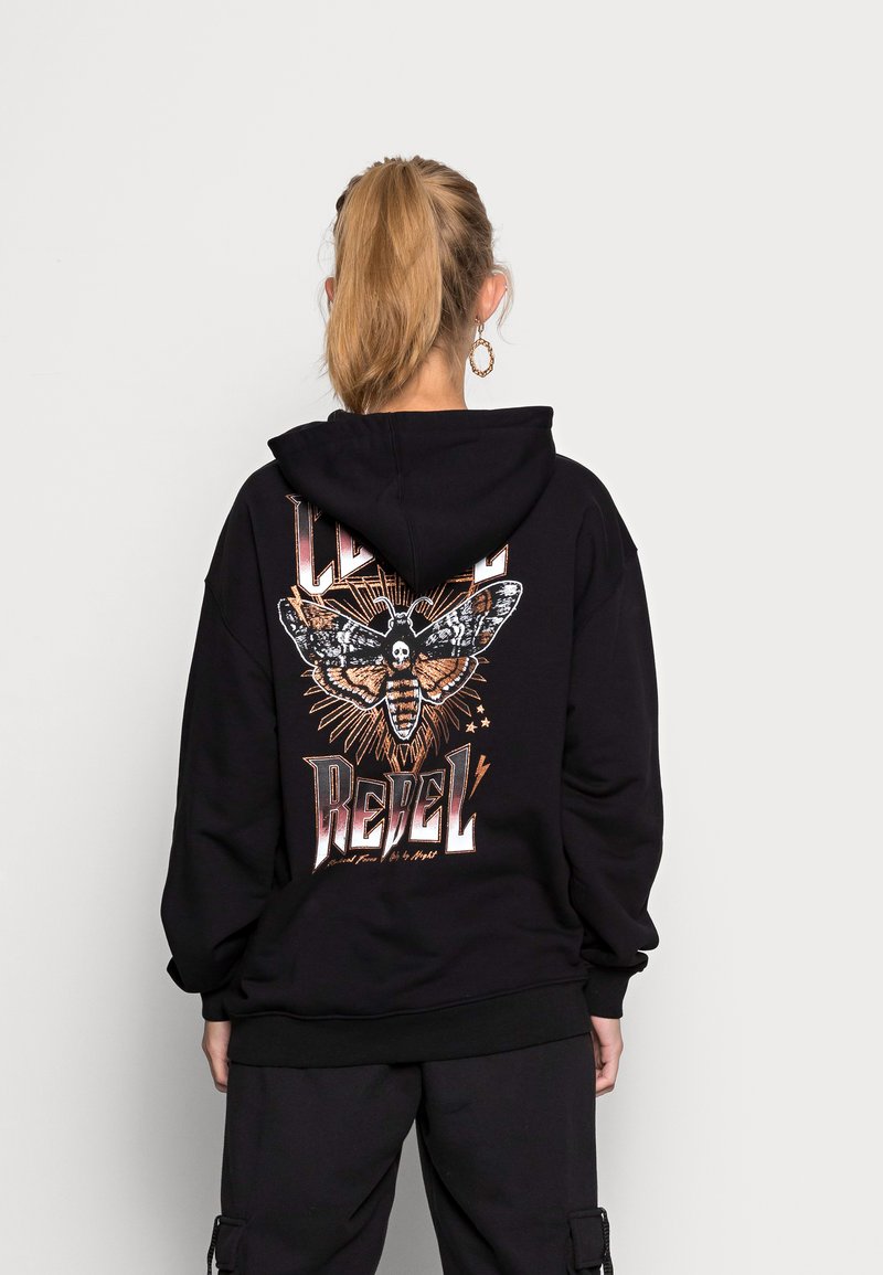 Colourful Rebel MOTH GLITTER OVERSIZED HOODIE WOMEN - Camisola - black