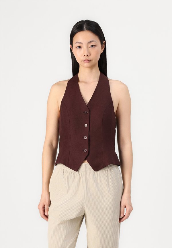 CLARITTA HALTERNECK WAISTCOAT - Top - fudge