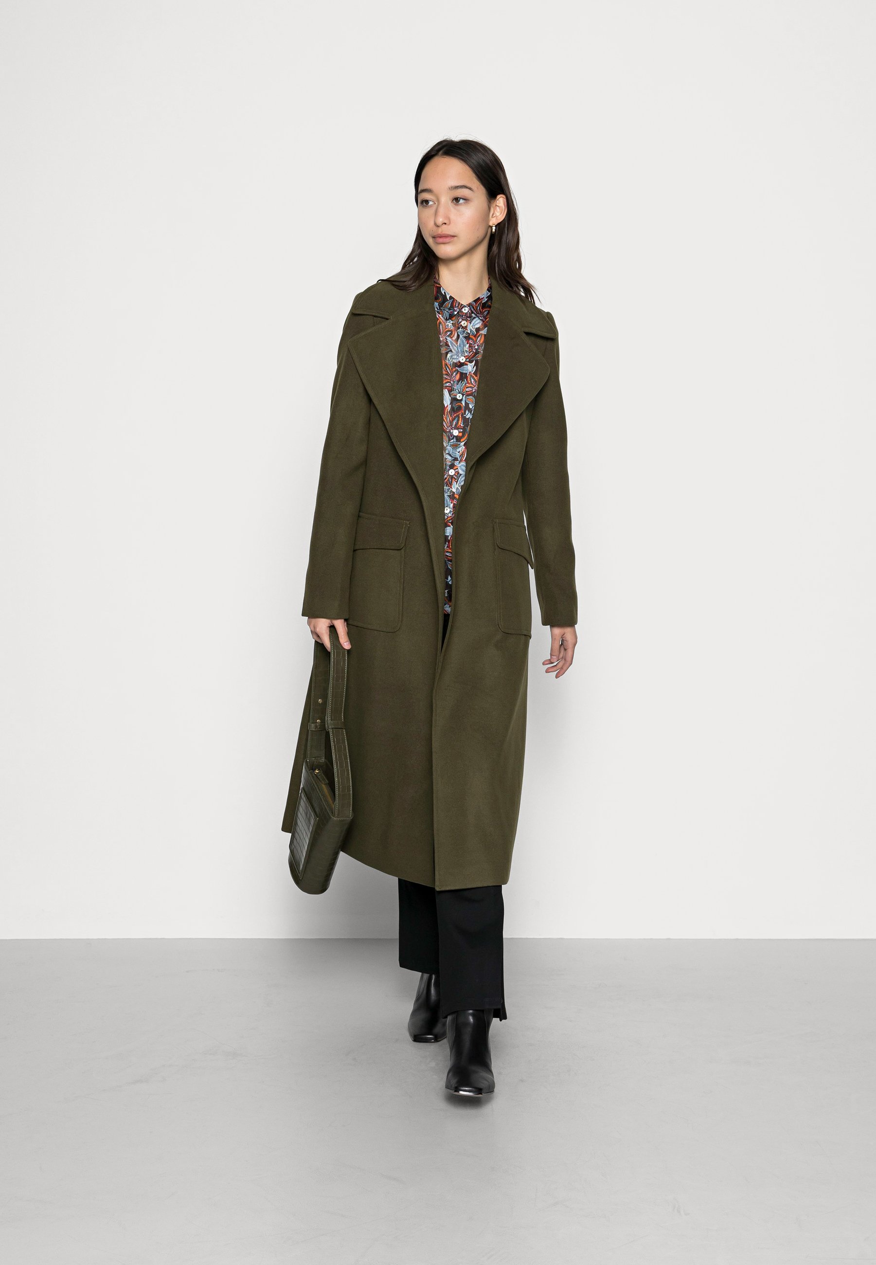 dark green wrap coat