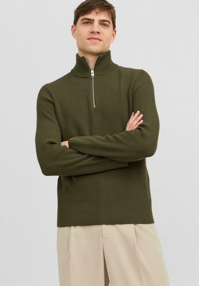 Jack & Jones JPRCCPERFECT HALF ZIP SN Striktrøje grape leaf/grøn