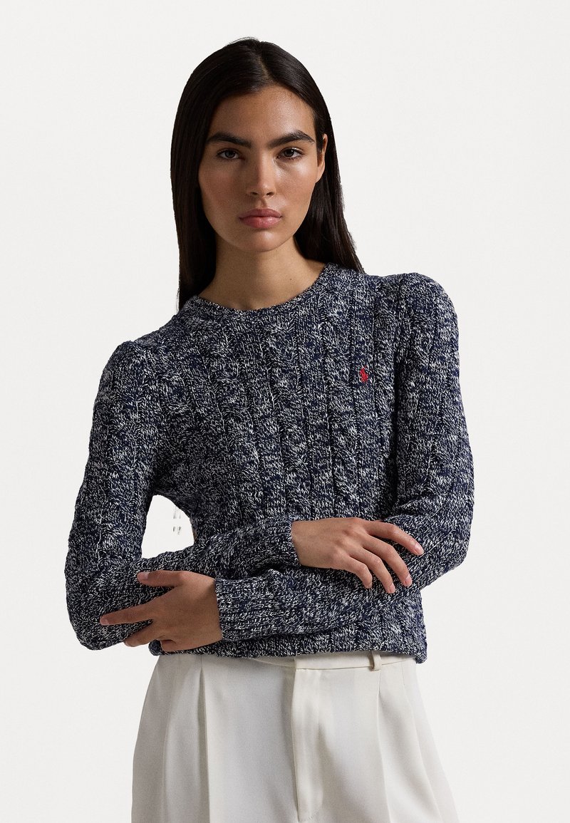 Polo Ralph Lauren CABLE-RAGG-KNIT COTTON CREWNECK SWEATER - Džemperis - refined navy/cream