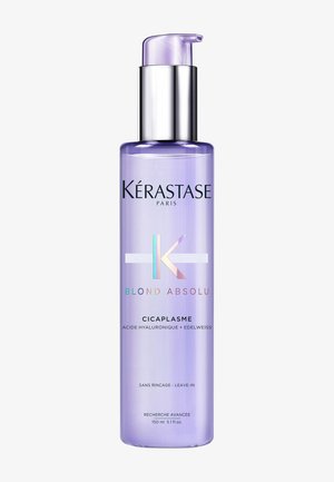 Kérastase Blond Absolu Cicaplasme, 150 ml, in un flacone traslucido viola con un erogatore argento, presenta un marchio moderno e un design minimalista.
