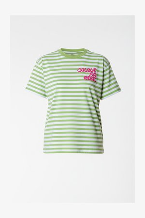 Colourful Rebel, PUFF LOGO LOOSE FIT TEE - T-shirts print - pickle green