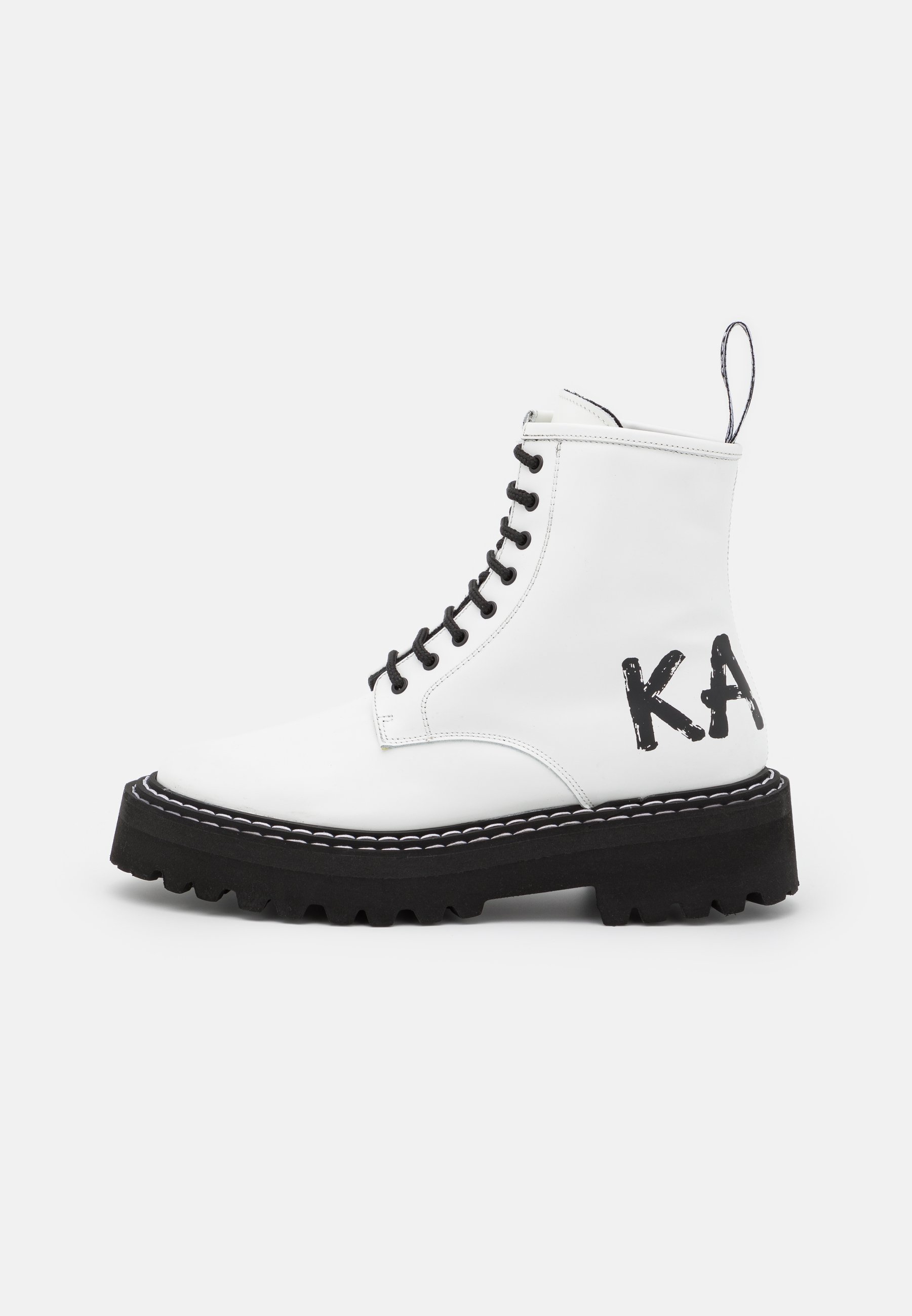 KARL LAGERFELD PATROL BRUSH LOGO HI LACE - Platform ankle boots - white -  Zalando.ie