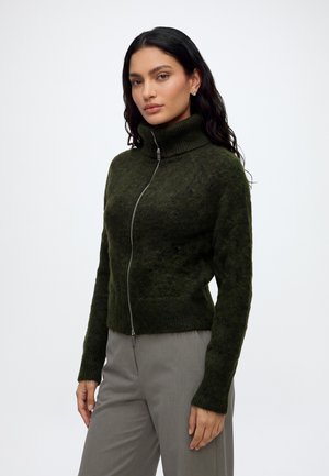Weekday GILDA ZIP CARDIGAN - Gilet - dark green
