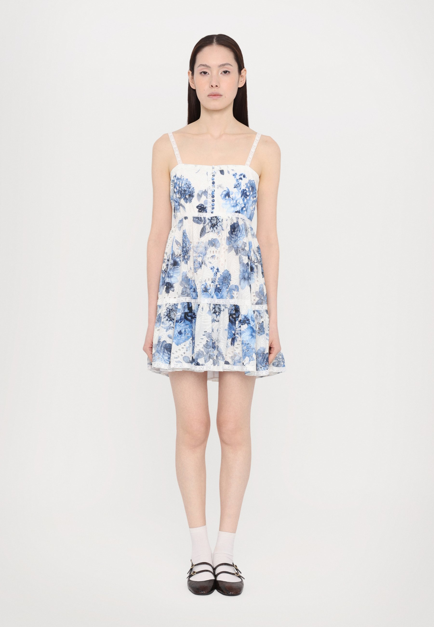 Alice + Olivia FALLON BABYDOLL MINI DRESS - Day dress - affection small/blue  - Zalando