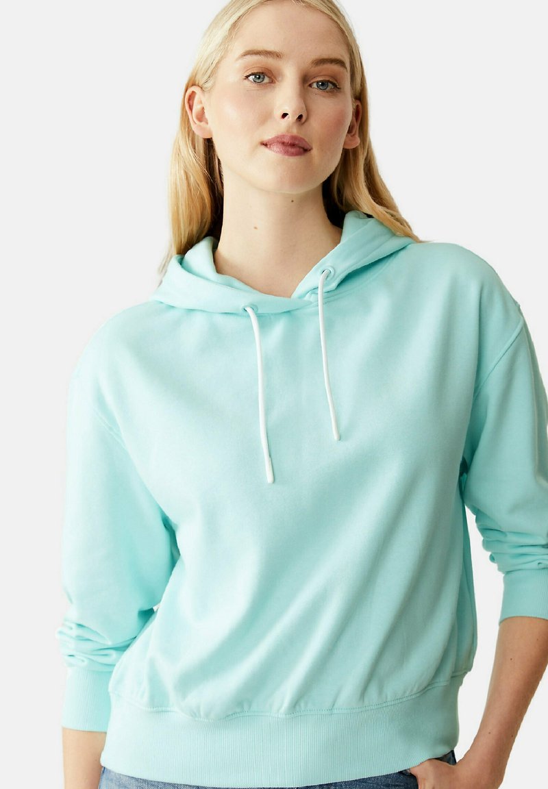 Marks & Spencer COTTON RICH CROPPED Hoodie pale aqua/lichtblauw