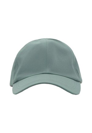Gorra de béisbol verde claro con visera curva y costuras visibles en los paneles frontales, mostrada sobre un fondo blanco.