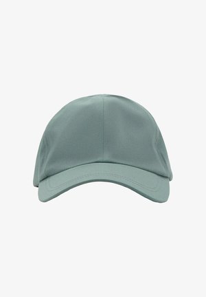 Gorra de béisbol verde claro con visera curva y costuras visibles en los paneles frontales, mostrada sobre un fondo blanco.