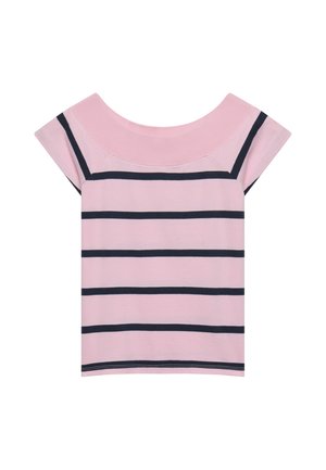 Superdry & Co, SUPERDRY ATHLETIC OFF SHOULDER PATTERN TOP.. - T-shirt con stampa - pink navy stripe
