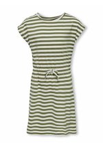 KIDS ONLY KONMAY S/S Dress Box Noos Jrs Vestito, Cosmic Sky/Stripes:Cloud Dancer, 110/116 Ragazze