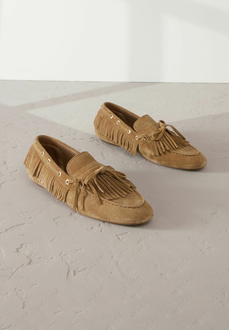 Next REGULAR FIT - SIGNATURE PREMIUM FRINGE - Boat shoes - tan brown ...
