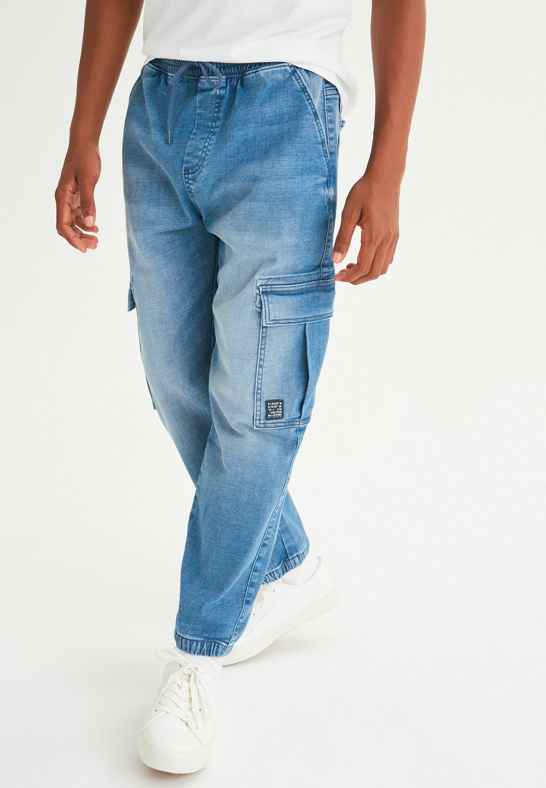 Next Pantaloni cargo - light blue denim/carta da zucchero - Zalando.it
