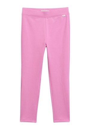 Rosa Leggings aus Bio-Baumwolle, mit einer glatten Textur, elastischem Bund und ohne sichtbare Muster oder Akzente.