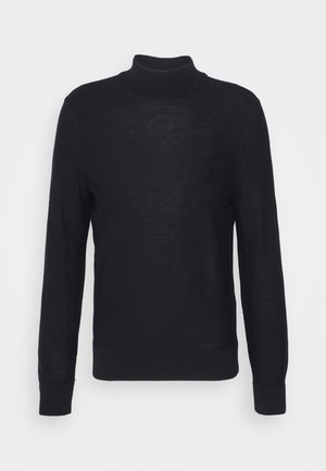 Maglione a collo alto nero realizzato in tessuto leggero, con maniche lunghe e polsini e orlo a costine. Sottile branding tonale sul petto.