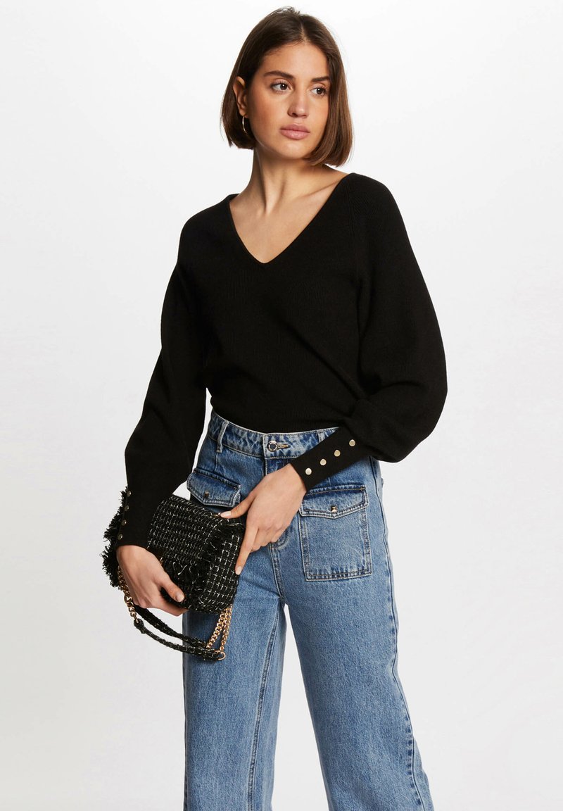 Morgan LONG-SLEEVED V-NECK - Trui - noir