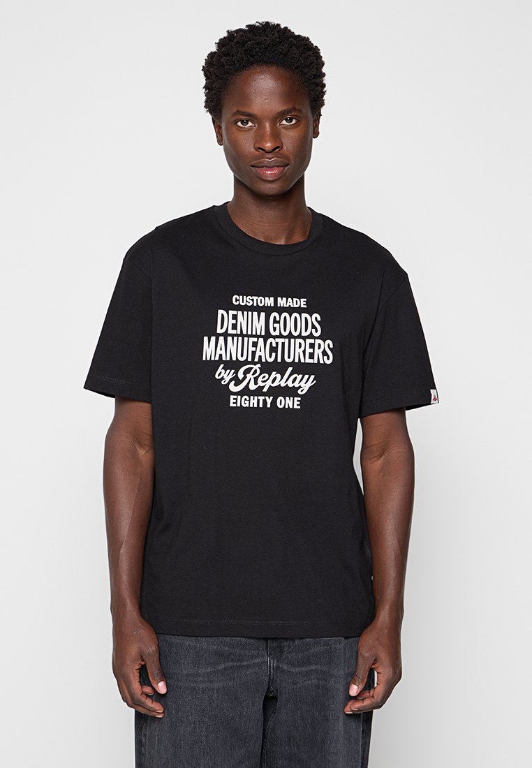 Replay T-shirt print zwart