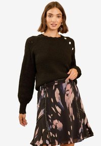 Love & Roses REGULAR FIT - STUD - A-linjainen hame - black print