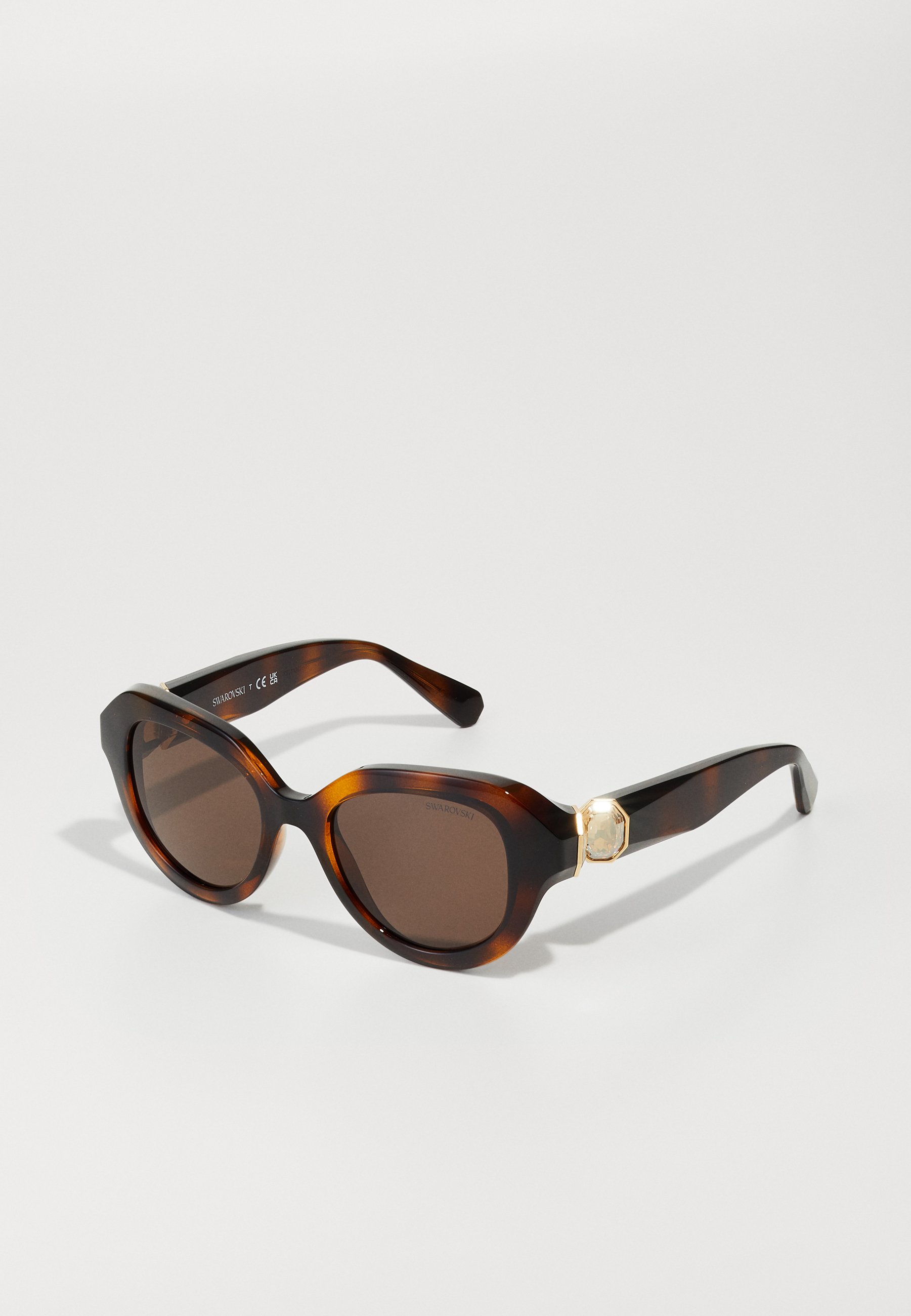 Swarovski Dark Havana cat eye gold metal and Tortoise Shell Sunglasses NWT Swarovski Gold Women main image 2