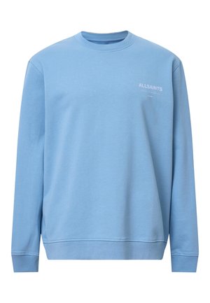 Lyseblå sweatshirt lavet af bomuld. Har rund hals, lange ærmer og et lille hvidt "ALLSAINTS" logo på brystet. Simpelt design.