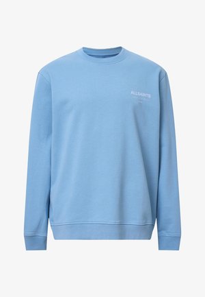 Ljusblå sweatshirt i bomull. Har rund hals, långa ärmar och en liten vit "ALLSAINTS"-logotyp på bröstet. En enkel design.