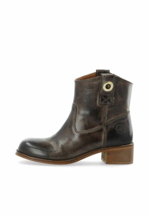 Cowboy/biker ankle boot - coffee