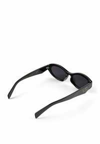 Black sunglasses with a glossy finish, oval lenses, thin arms, and gold "L37" text detailing on the side. Flat temple tips.