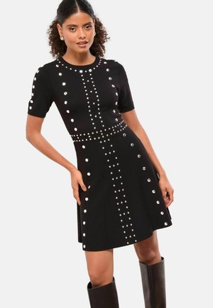 PETITE FIT - STUDDED DETAIL SHORT SLEEVE SKATER - Strickkleid - black