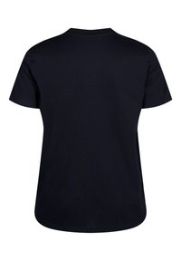T-shirt in cotone nero con maniche corte, collo rotondo e taglio dritto. Nessun motivo o decorazione visibile. Design semplice, a tinta unita.