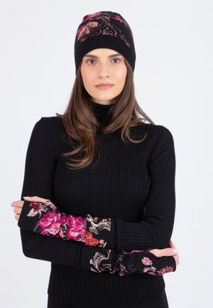 WRISTWARMERS FURNISHING FLORALS PATTERN - Kynsikkäät - chocolate black