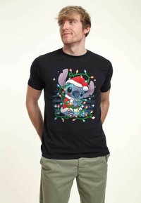 Disney LILO & STITCH STITCH XMAS LIGHTS UNISEX - Print T-shirt - navy blue