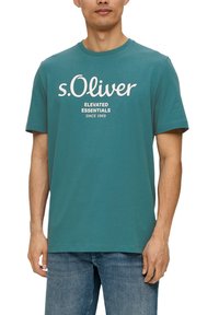 s.Oliver MIT GROSSEM LABEL - T-shirt print - petrol