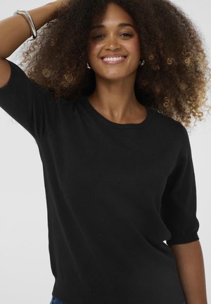 LCELOWEN SHORTSLEEVE KNIT BLOUSE - Striktrøje - pitch black