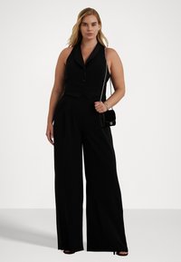 Lauren Ralph Lauren Woman SATIN-TRIM CREPE SLEEVELESS JUMPSUIT - Kombinezons - black