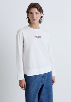 Calliope, T-SHIRT RICAMO - T-shirt à manches longues - bianco lana