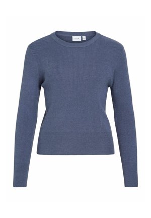 VILA, KNITTED PULLOVER VICOMFY ROUND NECK - Jersey de punto - vintage indigo