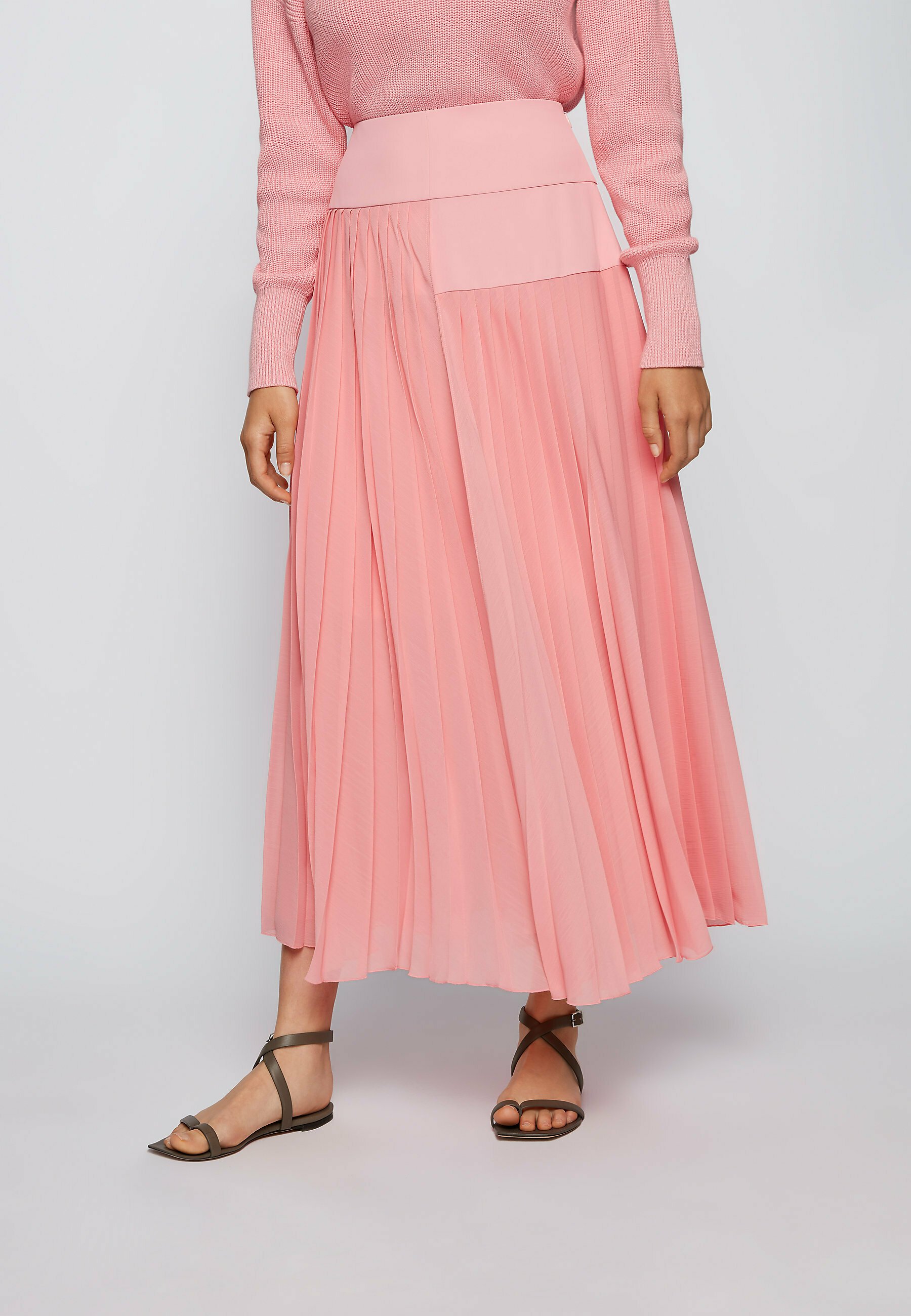 pink dress with pleated skirt