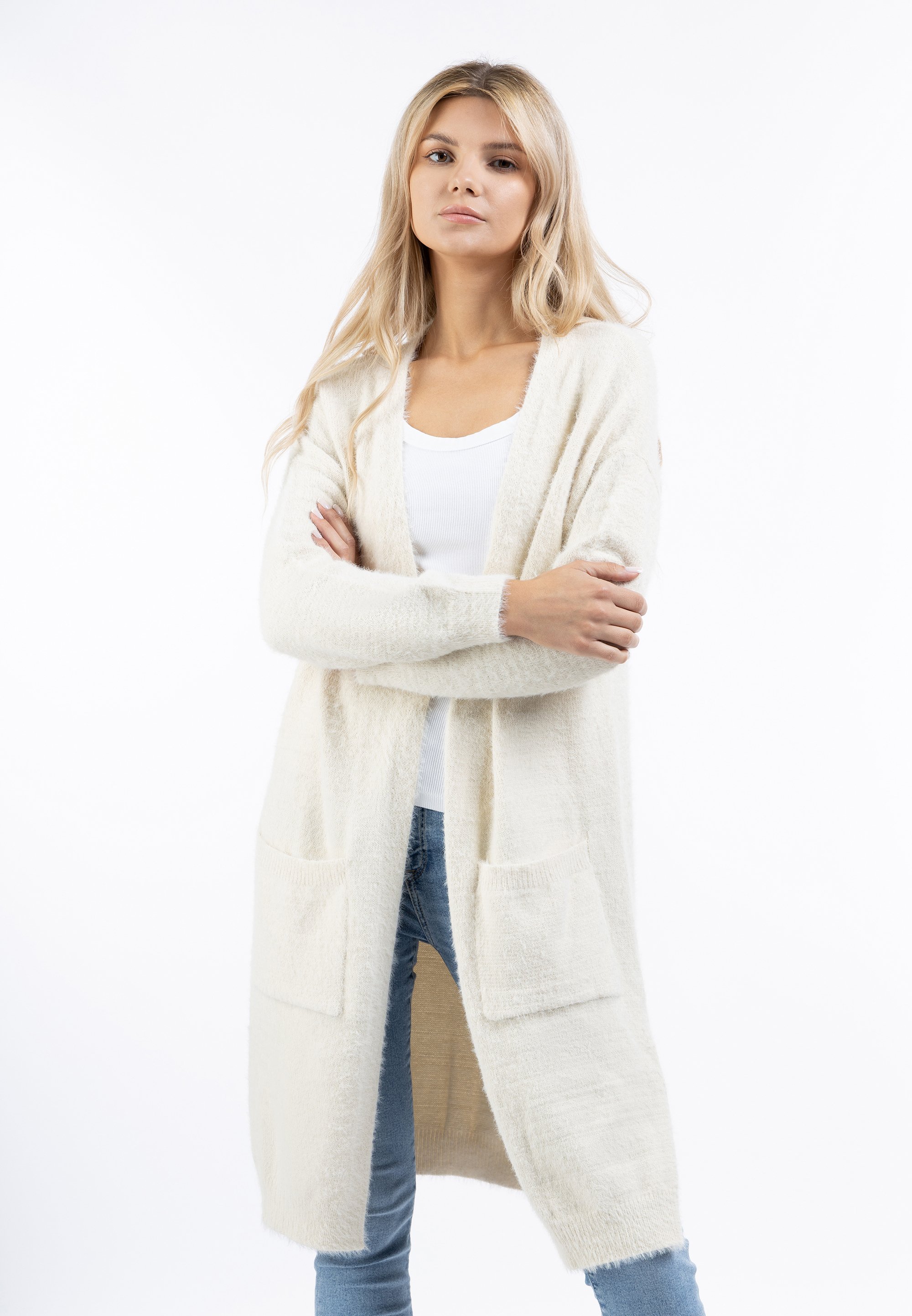 strickjacke wollweiss