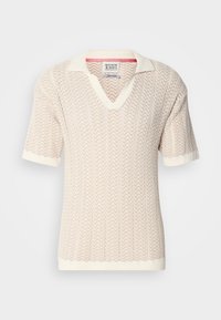 OPEN STRUCTURED V NECK - Pólóing - eggnog