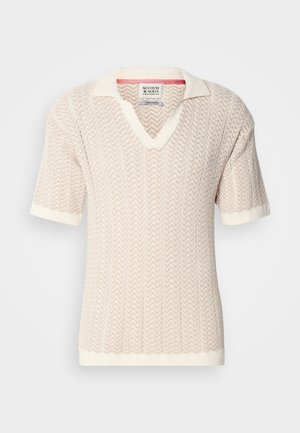 Scotch & Soda OPEN STRUCTURED V NECK - Polo - eggnog