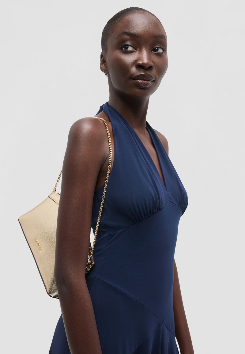 michael kors blue dress with gold chain MICHAEL Michael Kors HALTER LONG MIDI - Day dress - midnight blue/dark blue