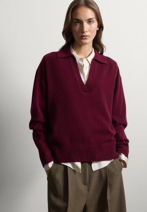 Stefanel, V-NECK JUMPER, REGULAR FIT. - Strickpullover - claret red