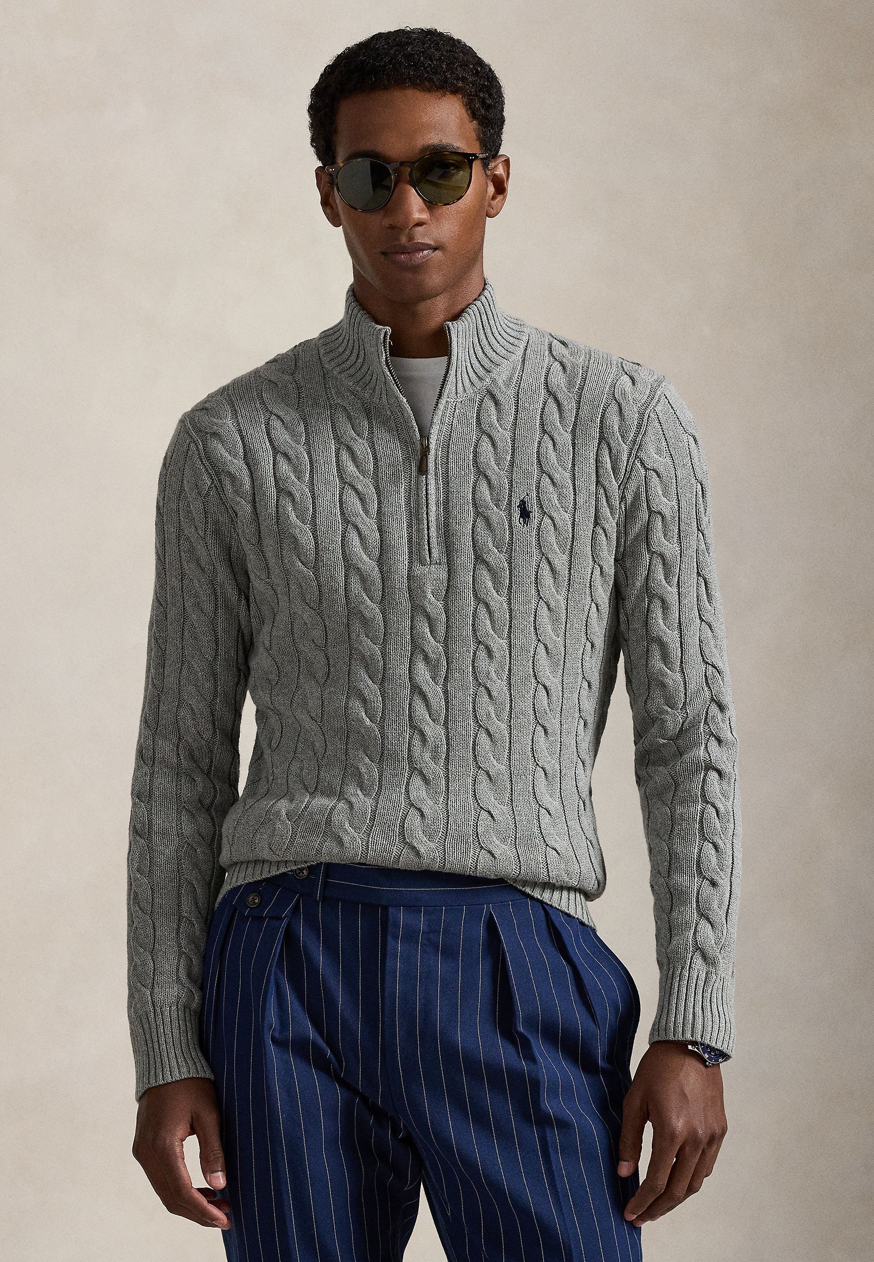 Polo Ralph Lauren CABLE-KNIT COTTON QUARTER-ZIP SWEATER - Pulover