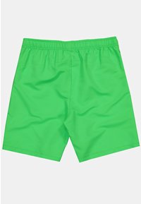 Groene zwemshorts met een elastische tailleband. De stof is soepel en lichtgewicht, met een effen kleur zonder patronen of accenten.